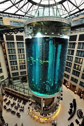 Um aqu�rio de 25 metros de altura � uma das atra��es tur�sticas de um hotel em Berlim  - sciencedump/Divulga��o