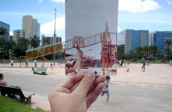 O antes e o agora do famoso foguetinho do Parque Ana Lídia, no Parque da Cidade - Table/Brasília - Patrimônio Cultural da Humanidade/Divulgação