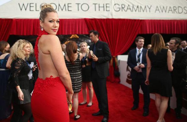 Cantora Colbie Caillat no tapete vermelho da 56ª edição do Grammy - Christopher Polk/Getty Images/AFP