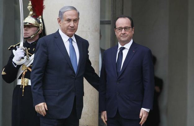 Presidente francês, François Hollande, recebe o primeiro ministro de Israel, Benjamin Netanyahu