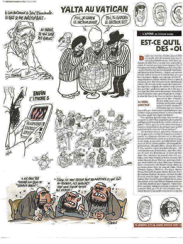 A edição de número 1178 da revista, feita pelos sobreviventes do atentado, traz várias charges e textos
