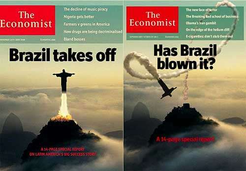 O 'foguete' brasileiro em dois momentos: altos e baixos (Reprodução/The Economist)