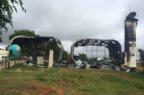 Posto da PM em Planaltina, após incêndio da semana passada (William Machado/Clube FM)