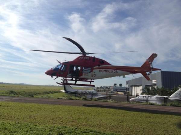Um helicóptero do Corpo de Bombeiros ajudou a encontrar o corpo da vítima (Divulgação/Bombeiros GO)