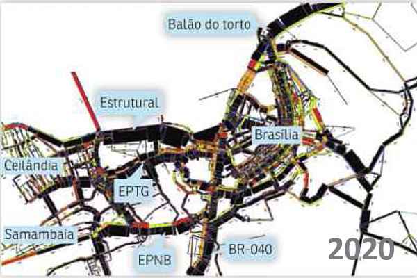 Simulação de imagens mostra que o trânsito de Brasília vai parar em 2020 ()