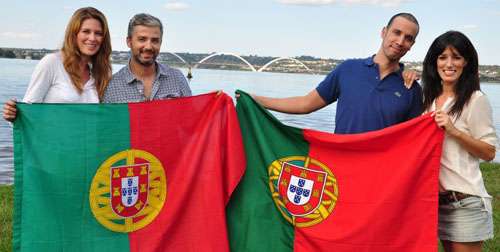 Aline, João, Gustavo e Joana vão torcer juntos por Portugal: simpatia pela seleção europeia para apoiar os namorados ( Paula Rafiza/Esp. CB/D.A Press)