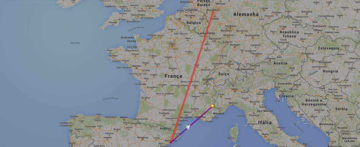 O avião seguia da Espanha para a Alemanha, mas os destroços foram vistos nos alpes franceses