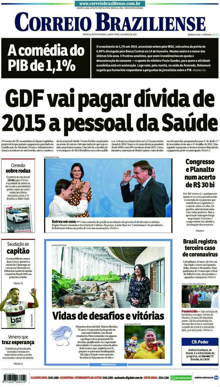 Confira A Capa Do Jornal Correio Braziliense Do Dia 05 03 2020