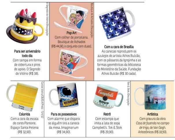 Mais do que um recipiente para leite, café e afins, a caneca pode ser usada para pôr escova de dentes, como peça decorativa, porta-lápis e o que mais a imaginação permitir