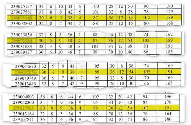 Resultados dos testes liberados na internet mostram que um filho e a nora de funcionário do Fisco tiveram as mesmas notas nas provas (189). Outro filho e um sobrinho registraram total de acertos idênticos (191)