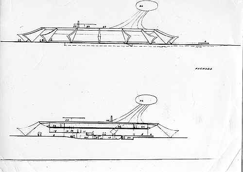 Croqui do aeroporto projetado por Niemeyer, vetado pelos militares