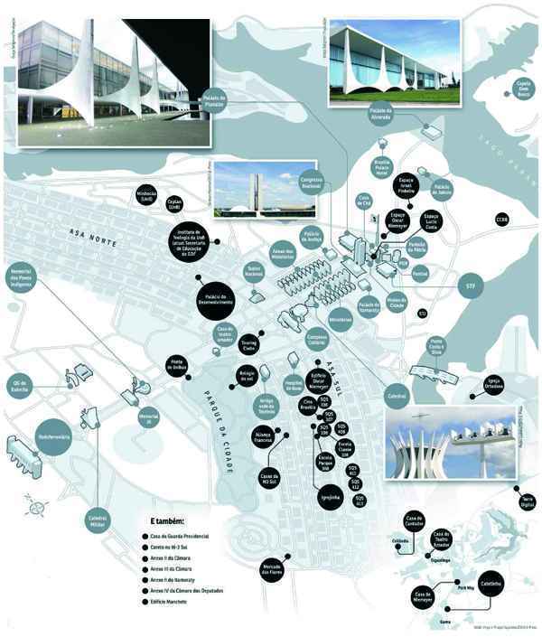 Clique aqui e veja o mapa completo das obras do arquiteto Oscar Niemeyer