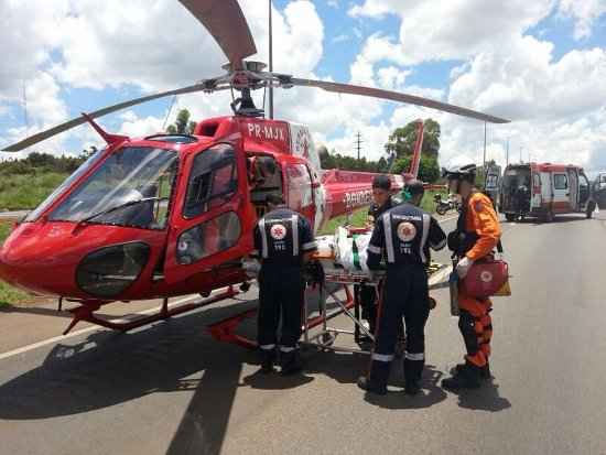 A vítima mais grave foi levada ao Hospital de Base de helicóptero