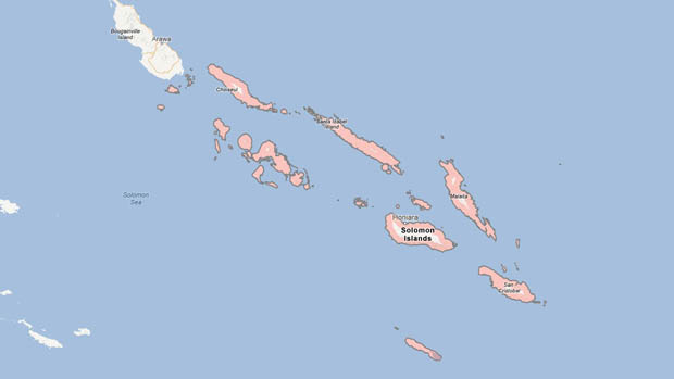 O terremoto aconteceu entre as ilhas Salomão e Vanuatu, ao nordeste da Austrália, perto das ilhas Santa Cruz