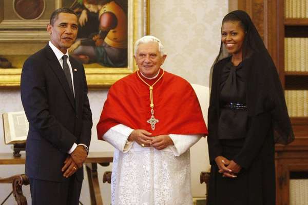 Obama e Michelle se reuniram com o papa Bento XVI em 2009