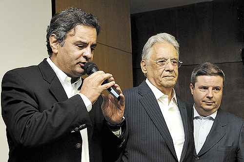 Aécio, FHC e o governador de Minas, Antonio Anastasia: 