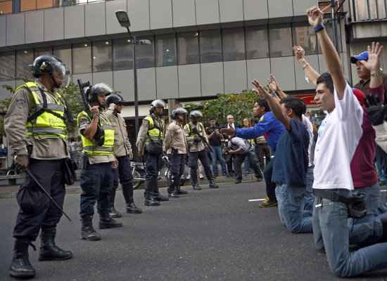 Estudantes em protesto na Venezuela