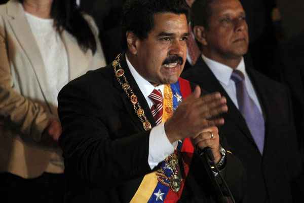 Nicolas Maduro durante primeiro discurso como presidente interino da Venezuela