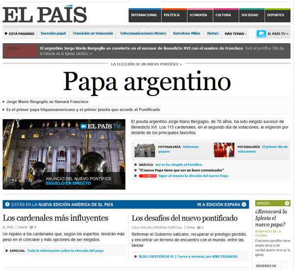 O argentino Clarín informa que Bergoglio recebeu menos 77 votos dos cardeais no conclave