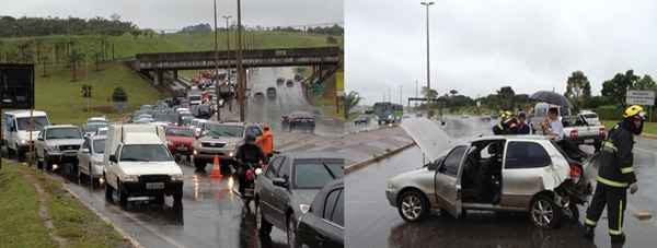 Um Pálio se envolveu em uma batida na Ponte JK; O Corpo de Bombeiros realizou o atendimento