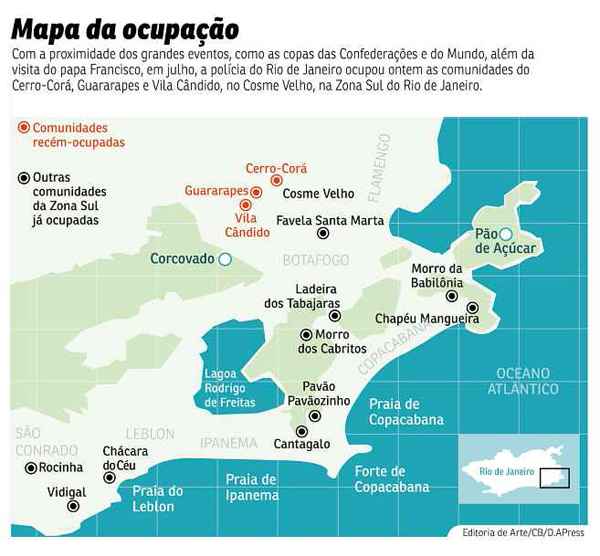 PM fecha o cinturão de ocupações entre a Zona Sul e a Tijuca, ao entrar em três comunidades do Morro Cerro-Corá, ao lado do Corcovado