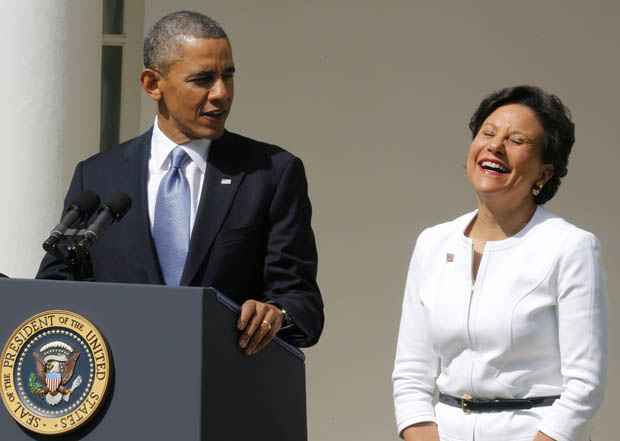 O presidente dos EUA, Barack Obama anuncia Penny Pritzker (D) como secretária do Comércio