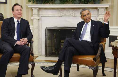 Primeiro-ministro britânico, David Cameron, e o presidente Barack Obama