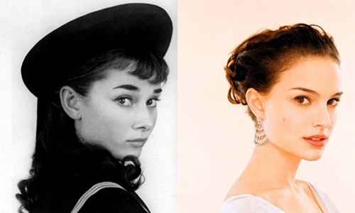 Audrey Hepburn, atriz dos anos 50, antes de ser colada sobre Natalie Portman