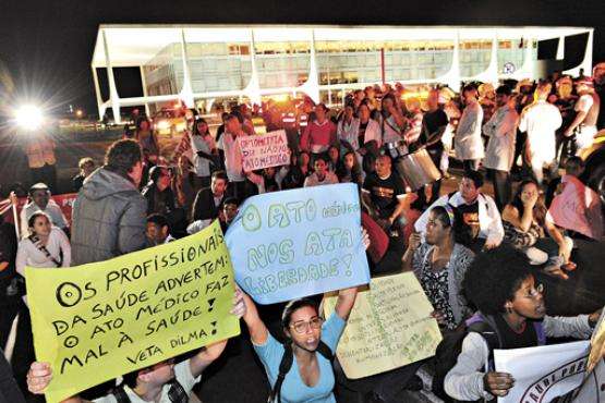 Protesto contra o Ato Médico, em frente ao Palácio do Planalto: categorias questionam o projeto