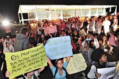 Protesto contra o Ato Médico, em frente ao Palácio do Planalto: categorias questionam o projeto