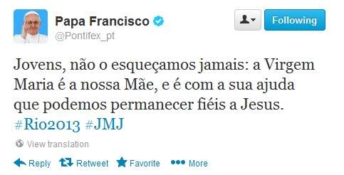 Na mensagem, Francisco disse que 