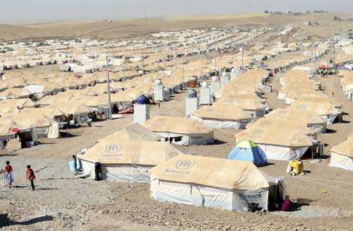 Campo de refugiados na periferia da cidade de Arbil na região do Curdistão do Iraque