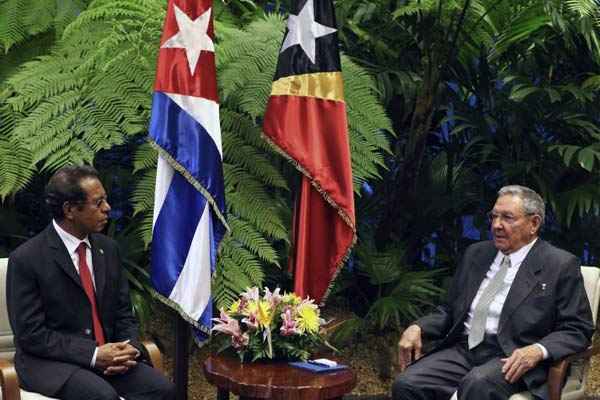 Taur Matan Ruak, do Timor Leste, e Raúl Castro, de Cuba, se reuniram na última sexta-feira