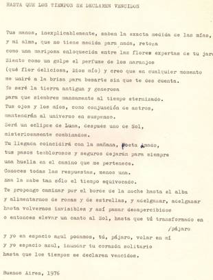 Hasta que los tiempos se declaren vencidos: Poema de Martita para Vinicius