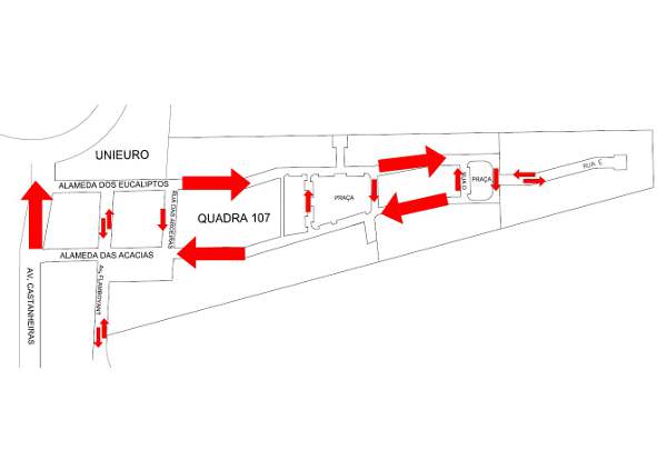 Segundo o Detran, a circulação em sentido único reduz o movimento na via