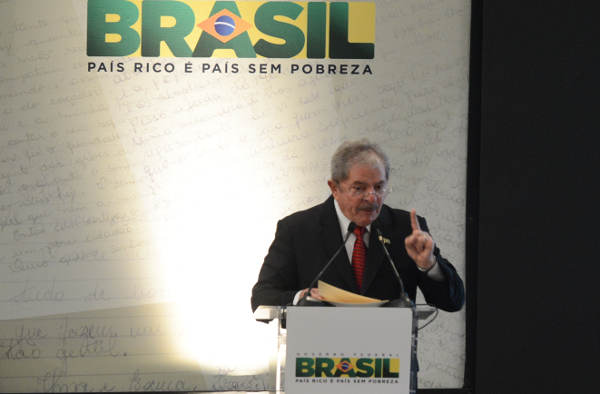 O ex-presidente Luiz Inácio Lula da Silva durante ato comemorativo aos dez anos do Programa Bolsa Família, no Museu da República