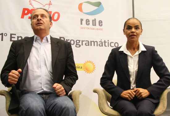 Eduardo Campos e Marina Silva no primeiro encontro entre o PSB e a Rede