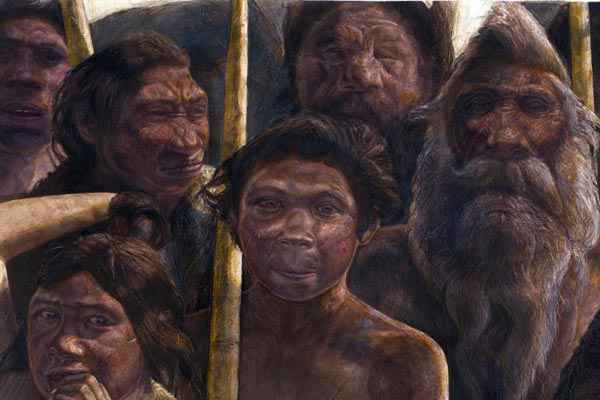 Representação de como seriam os hominídeos que viveram na Sima de los Huesos, na Espanha, há 400 mil anos: estudo indica que o grupo tinha duas linhagens divergentes de DNA