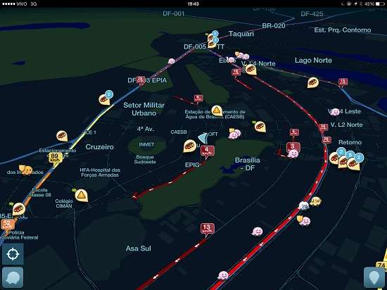 Há relatos sobre apagões no Lago Sul, Cruzeiro e Sudoeste. Por meio de aplicativo colaborativo de trânsito, motoristas relatam a lentidão em vias como Epia, Epig, Eixões Norte e Sul