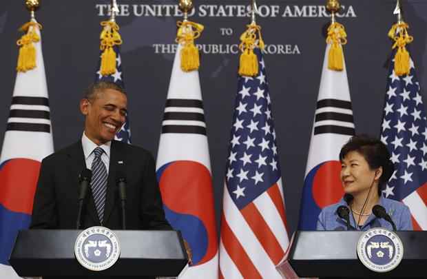 Presidente dos EUA, Barack Obama e a presidente sul-coreana Park Geun-hye