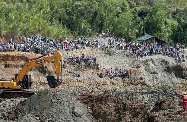 Operações de resgate depois de uma mina de ouro entrou em colapso em San Antonio, zona rural de Santander de Quilichao