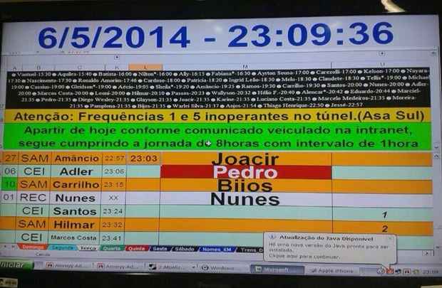 Aviso em sistema operacional indica que falha em frequências no túnel da Asa Sul