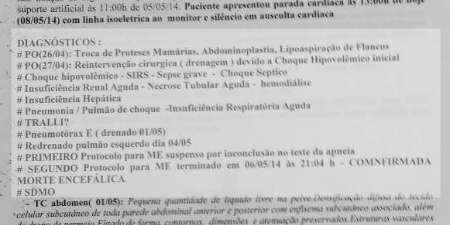 Boletim informa sobre o diagnóstico da paciente