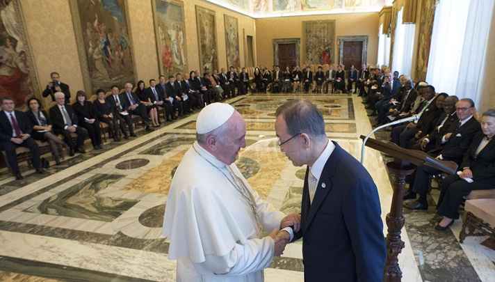 O papa e o secretário-geral da Organização das Nações Unidas (ONU) se reuniram nesta sexta-feira