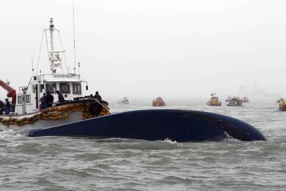 O naufrágio da balsa Sewol a alguns quilômetros da costa meridional da Coreia do Sul matou 302 pessoas