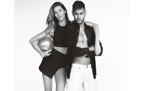 Gisele posa ao lado de Neymar para a edição brasileira da revista Vogue