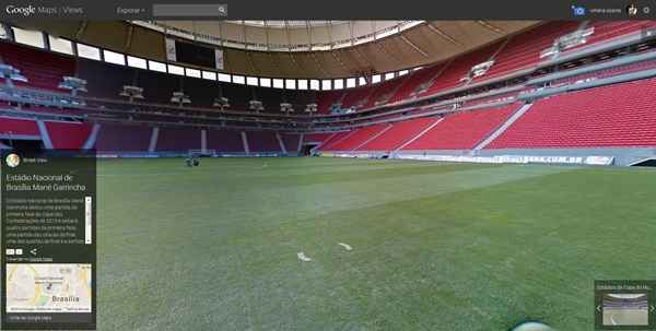 Interior do Estádio Mané Garrincha pelo Google Street View