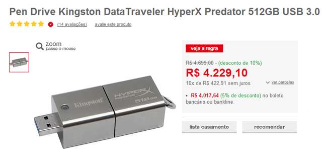 Em média um pen drive custa entre R$ 20 e R$ 40