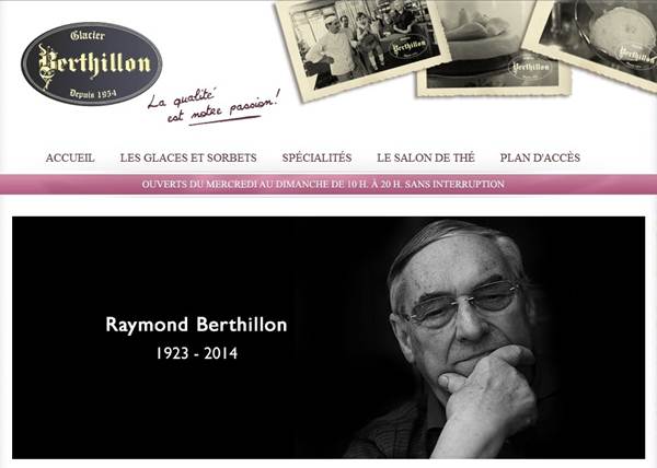 No site da sorveteria há uma homenagem para Raymond Berthillon