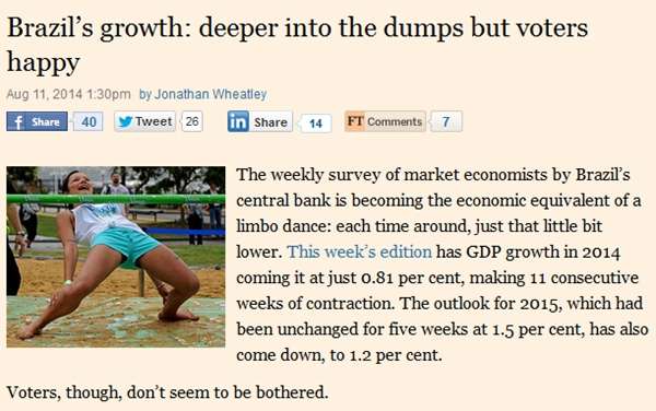 Reportagem do Financial Times sobre queda da economia Brasileira